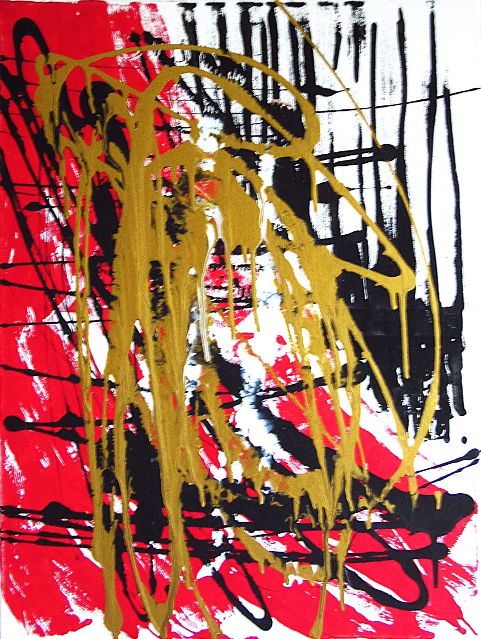 Abstract Expressionist Art - Bold Red and Blue Canvas Painting