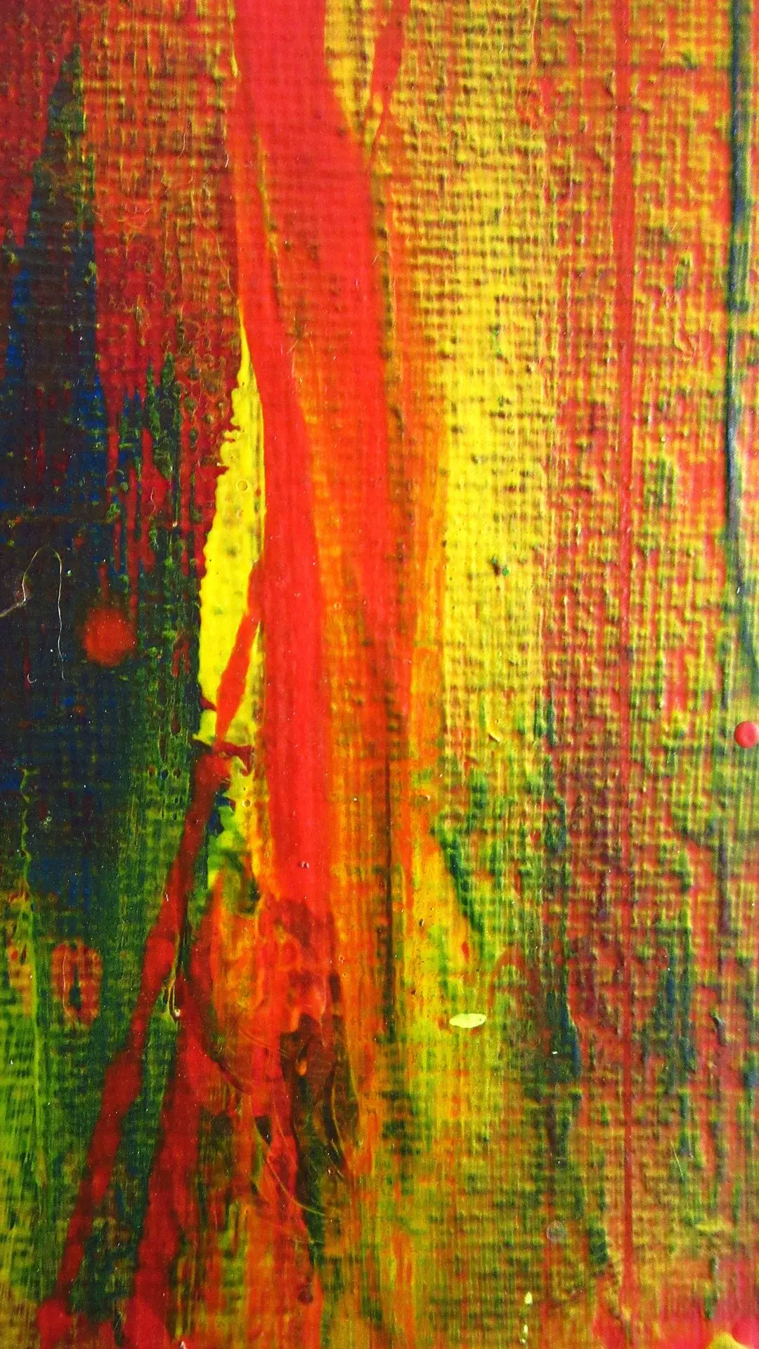 Solar Pulse” – Abstract Acrylic Painting - Red, Yellow & Green Modern Wall Art