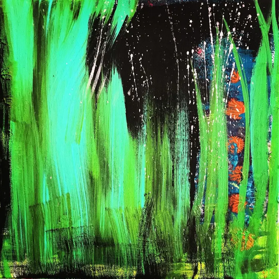 Emerald Silence” – Original Abstract Acrylic Painting on Canvas 18x24"